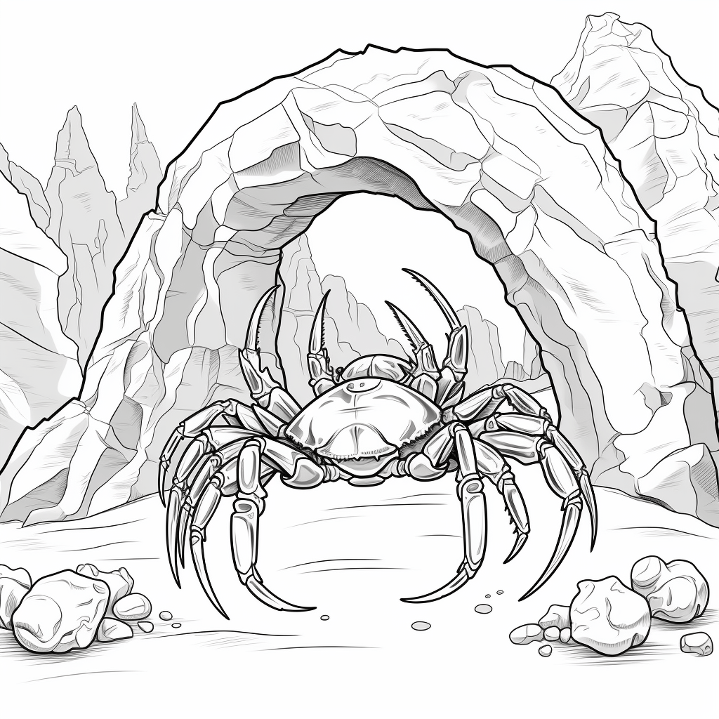 Pfeilkrabbe in ihrer Höhle Ausmalbild und Malvorlage