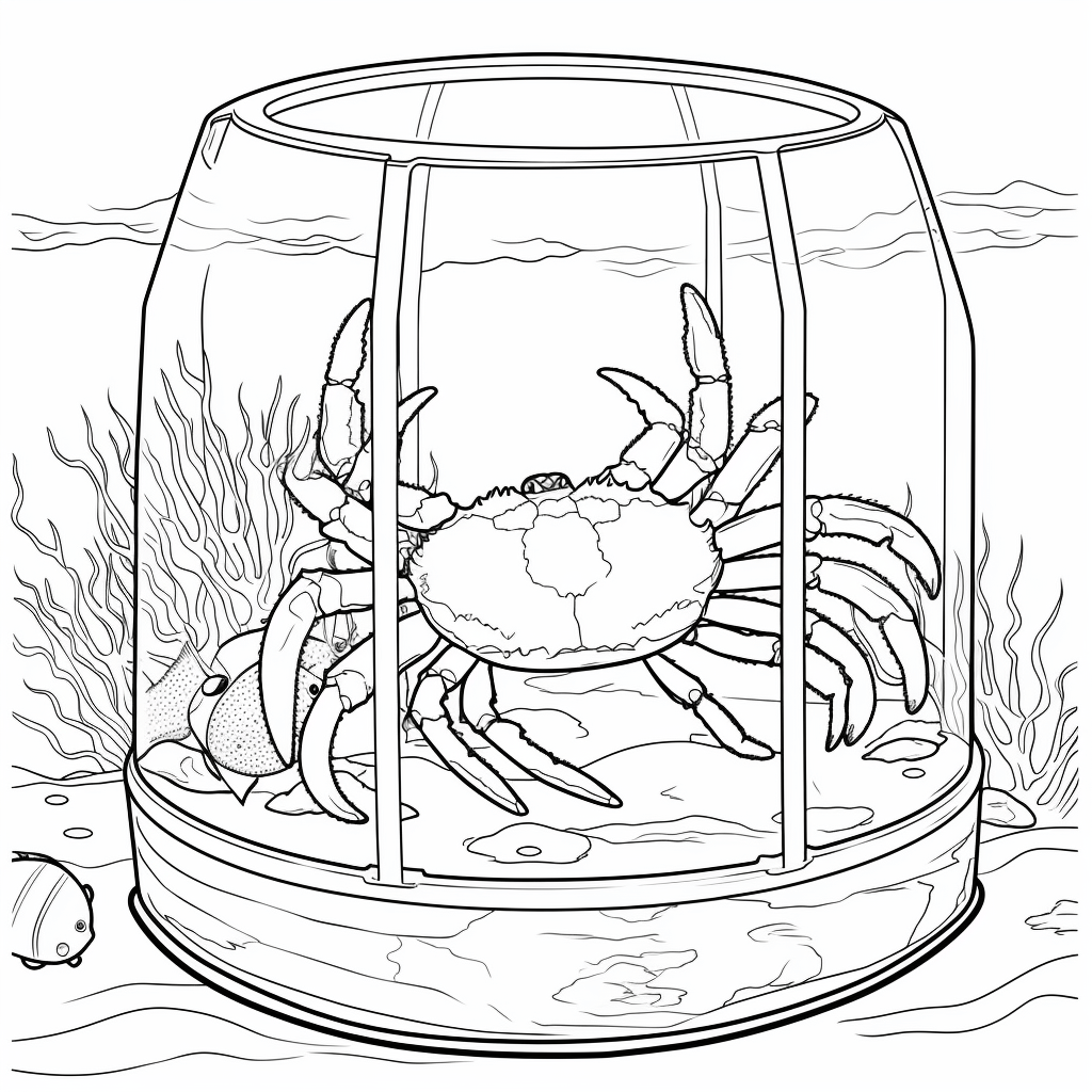 Pfeilkrabbe schwimmt in einem Aquarium Ausmalbild und Malvorlage