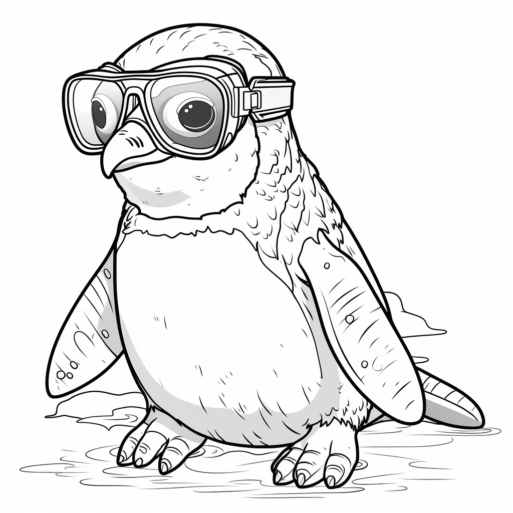 Pinguinfisch trägt Sonnenbrille Ausmalbild und Malvorlage