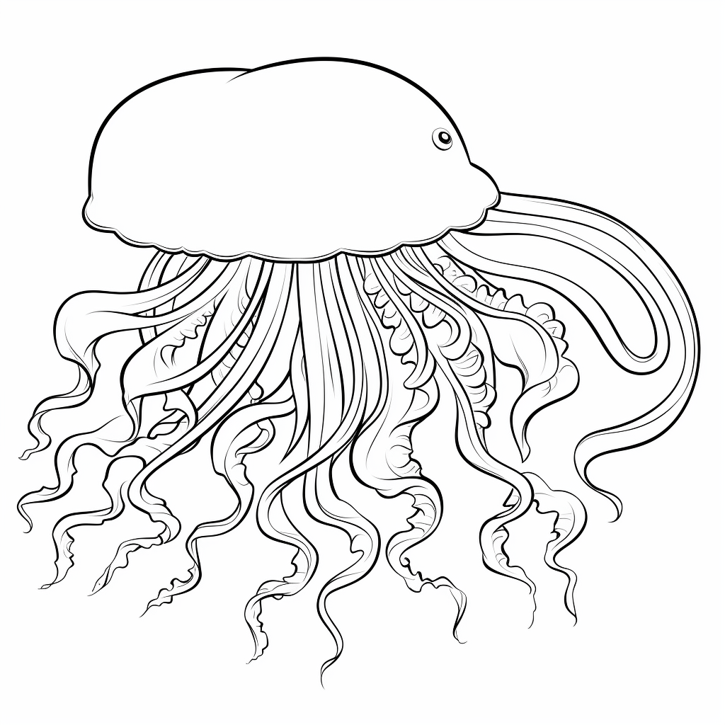 Qualle hängt an ihren Tentakeln Ausmalbild und Malvorlage