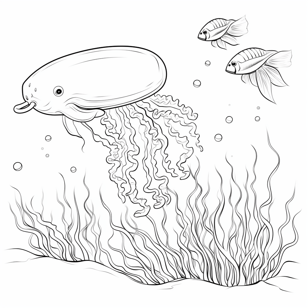 Qualle und Fisch sind Freunde Ausmalbild und Malvorlage