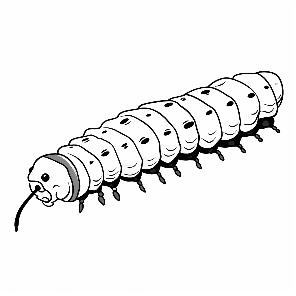 Raupe kuschelt sich an eine Feder Ausmalbild und Malvorlage