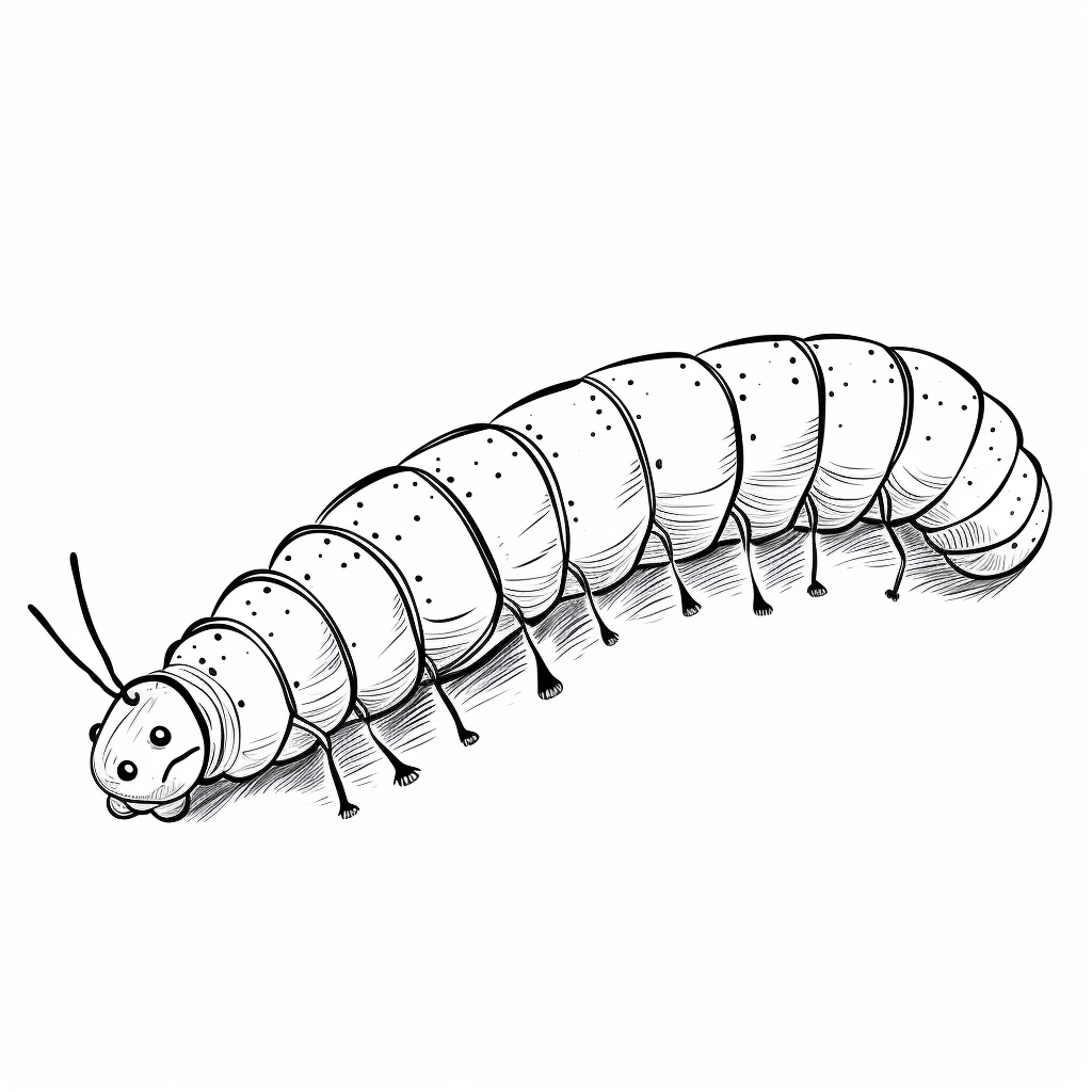 Raupe platzt aus dem Blatt Ausmalbild und Malvorlage