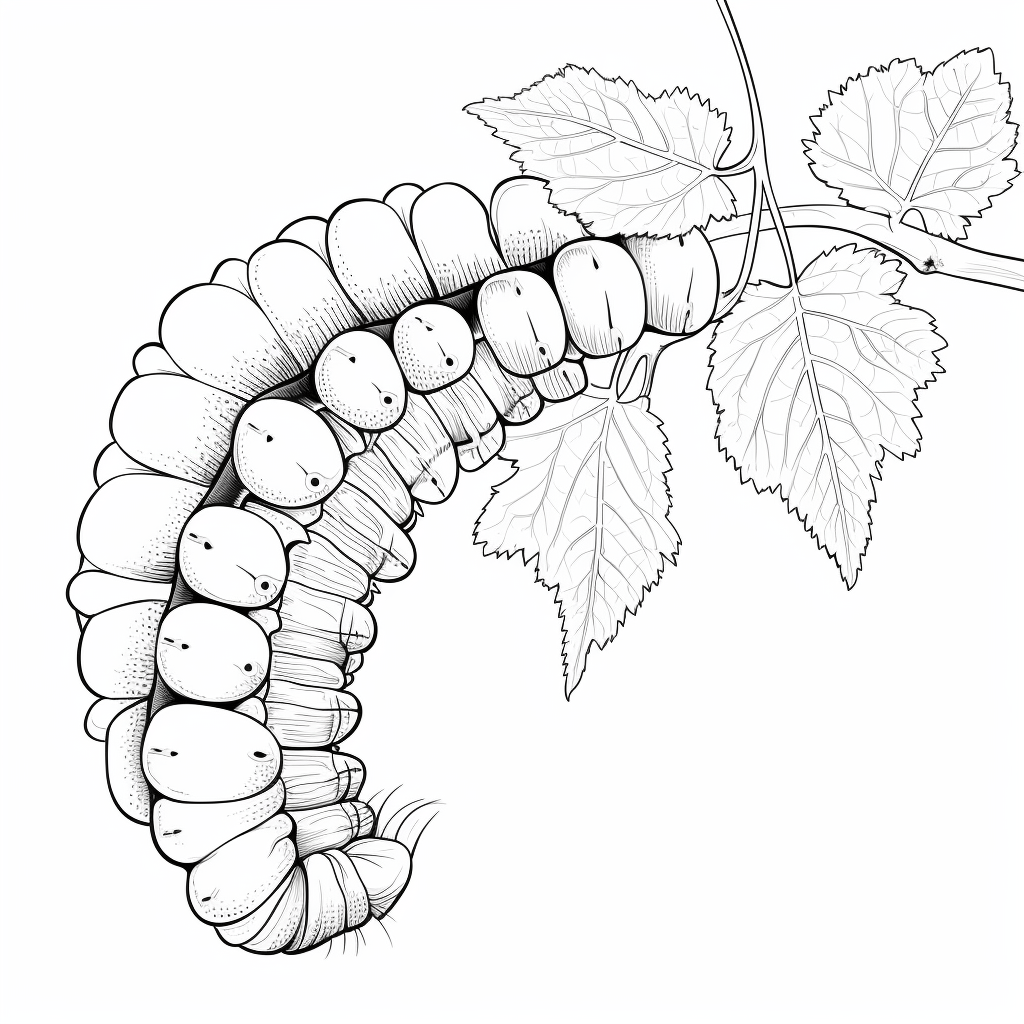 Raupe spuckt Seide für Kokon Ausmalbild und Malvorlage