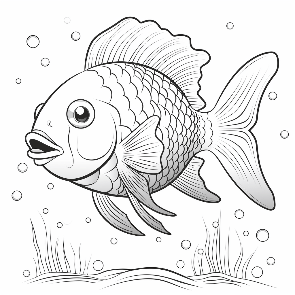 Regenbogenfisch lauscht Muschel Ausmalbild und Malvorlage