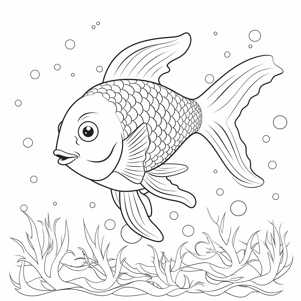 Regenbogenfisch mit Seestern Ausmalbild und Malvorlage