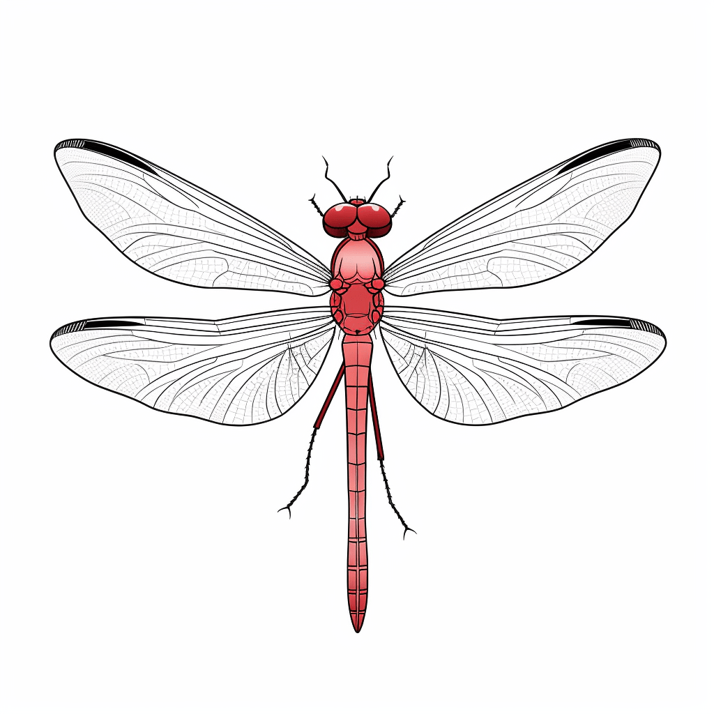 Rote Libelle Ausmalbild und Malvorlage