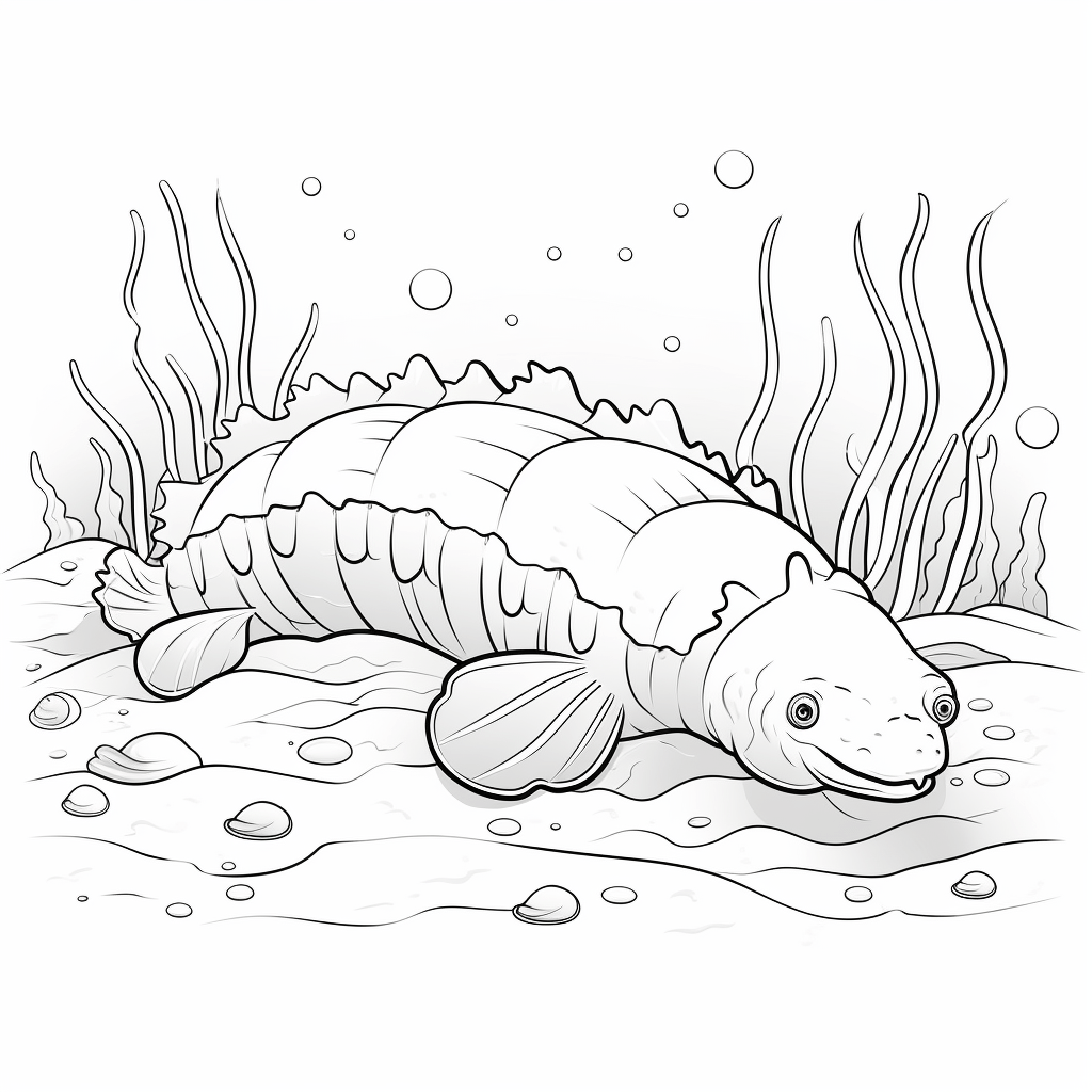 Sandboden mit Seegurke Ausmalbild und Malvorlage