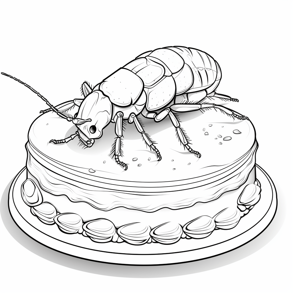 Schabe auf Kuchen Ausmalbild und Malvorlage