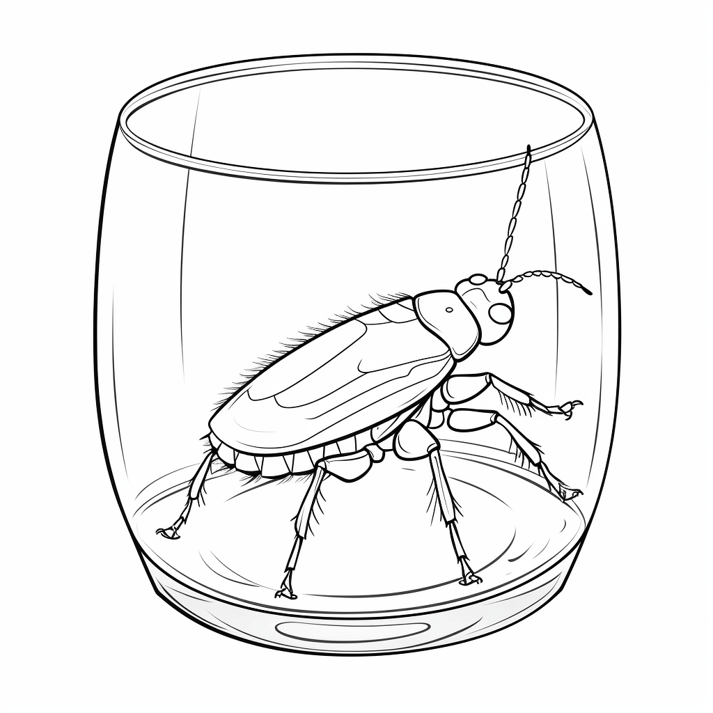 Schabe im Glas Ausmalbild und Malvorlage