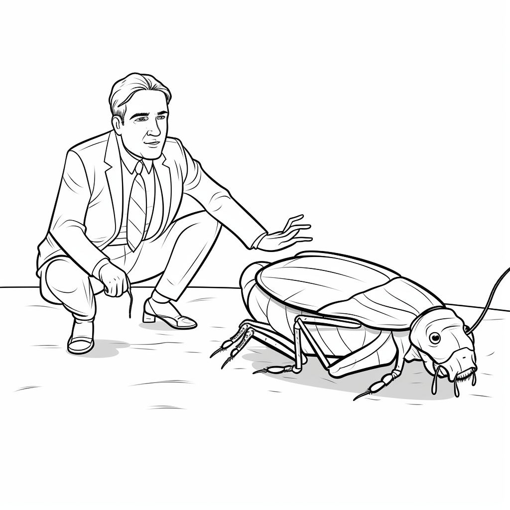 Schabe krabbelt auf Mensch Ausmalbild und Malvorlage