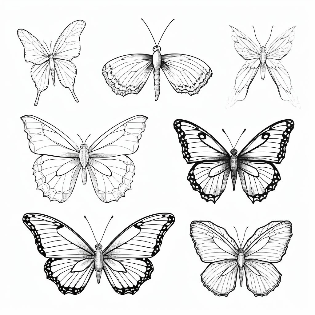 Schmetterling bewundert Fliege Ausmalbild und Malvorlage