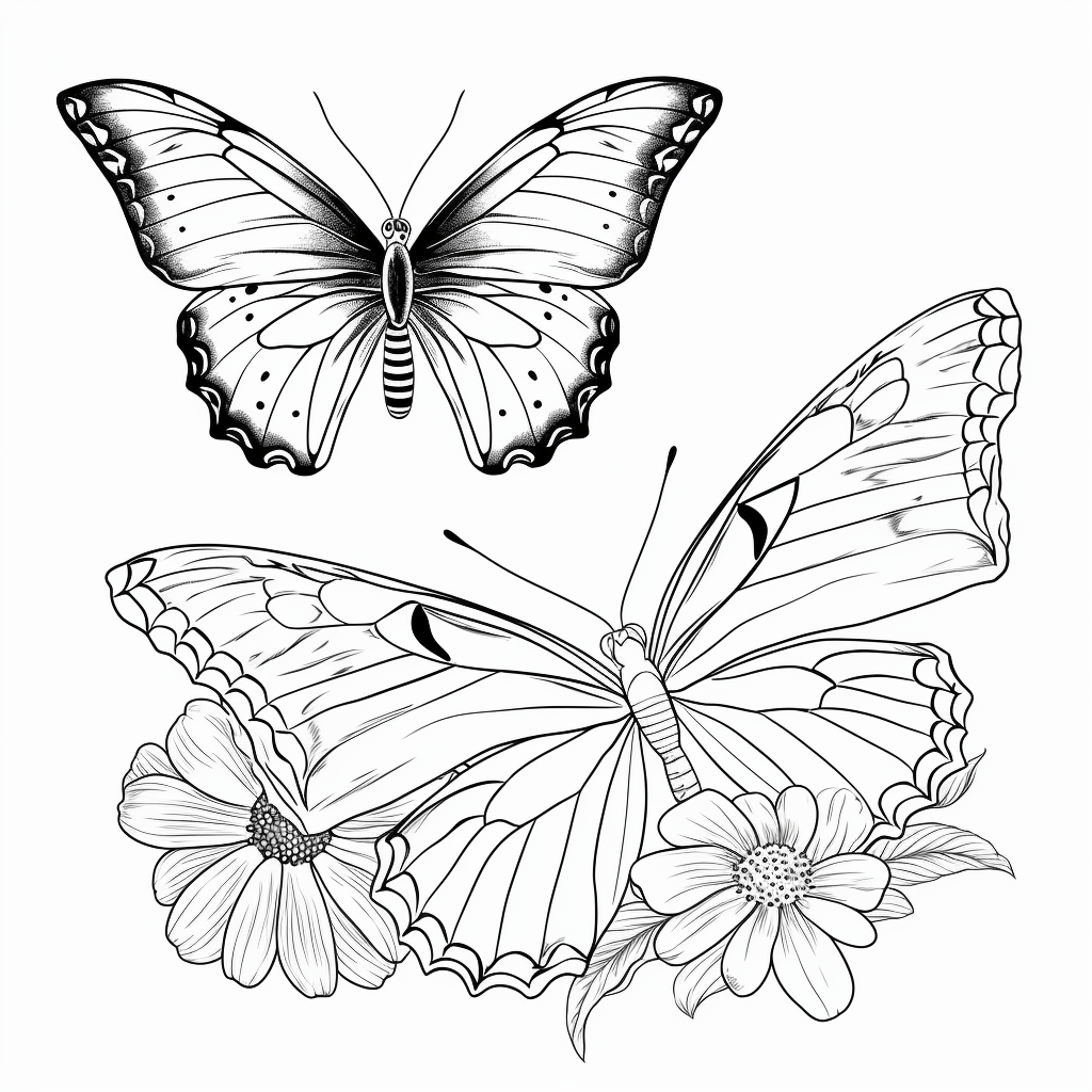 Schmetterling und Mücke tauschen Flügel Ausmalbild und Malvorlage