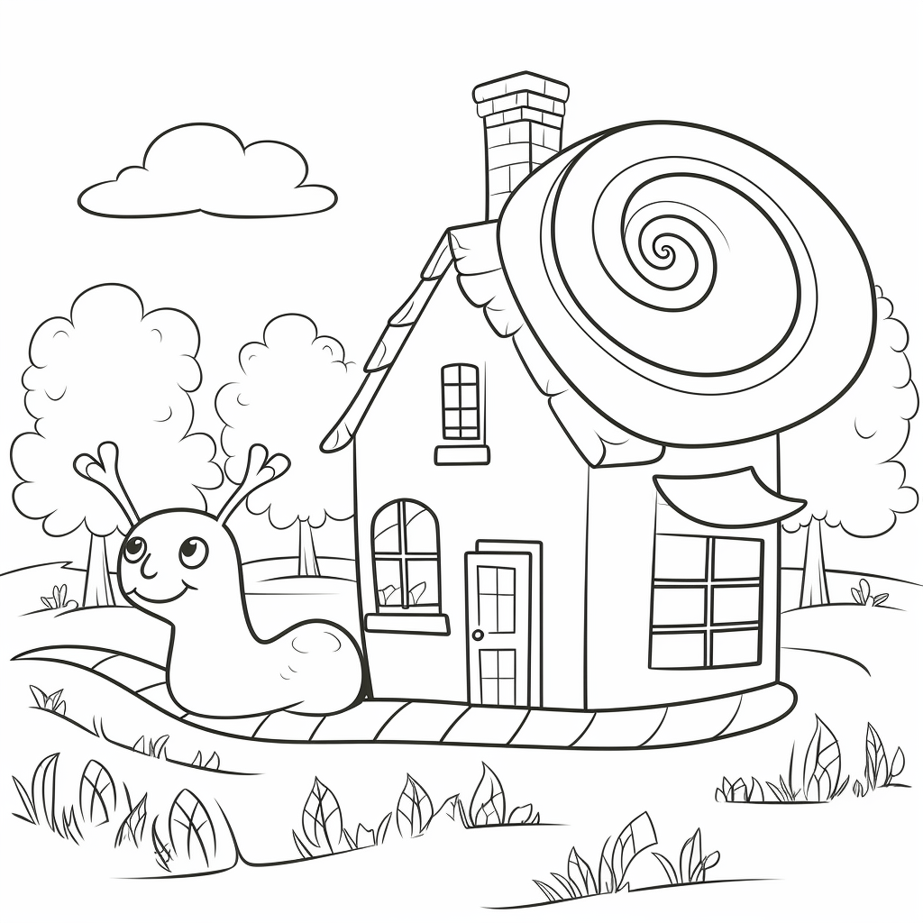 Schnecke kriecht mit ihrem Haus Ausmalbild und Malvorlage