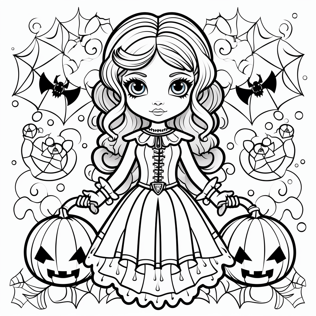Schwarze Witwe auf einer Halloween-Karte Ausmalbild und Malvorlage