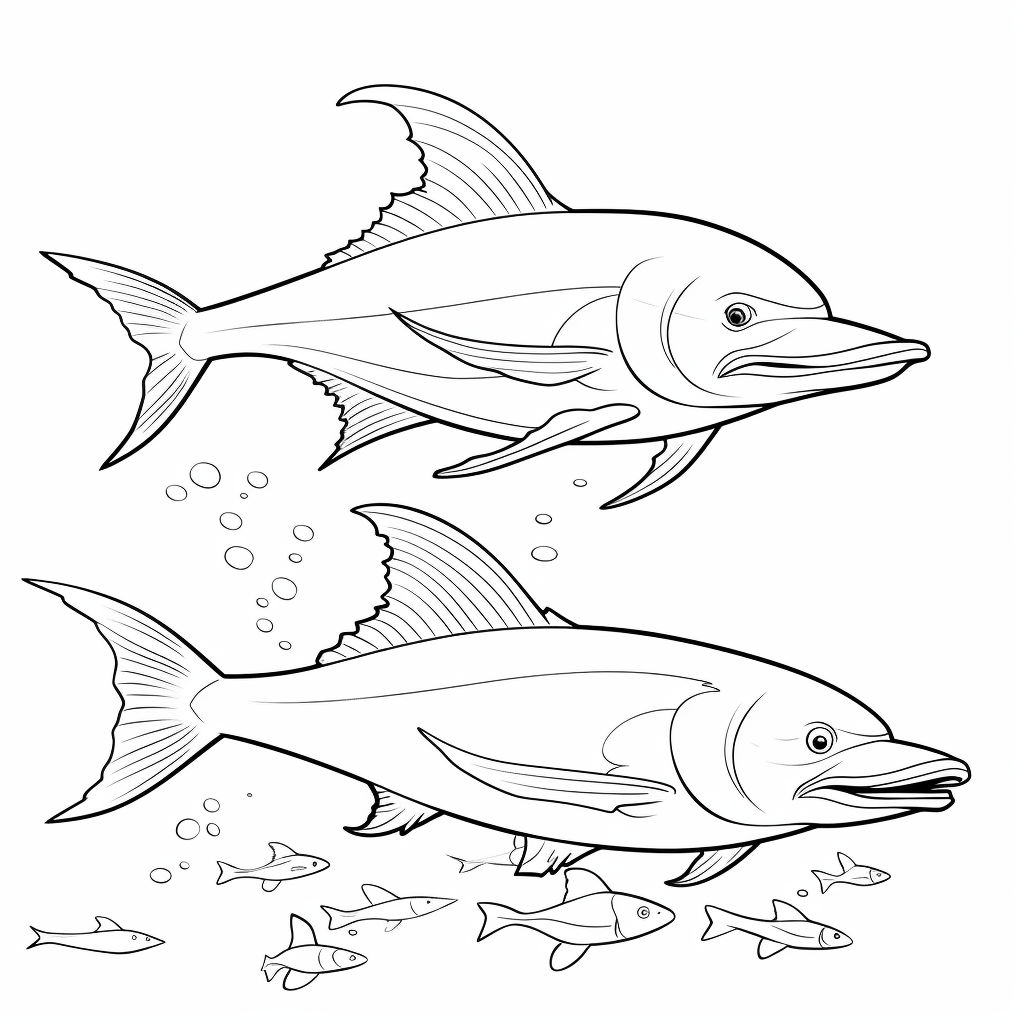 Schwertfisch und Delfin Ausmalbild und Malvorlage