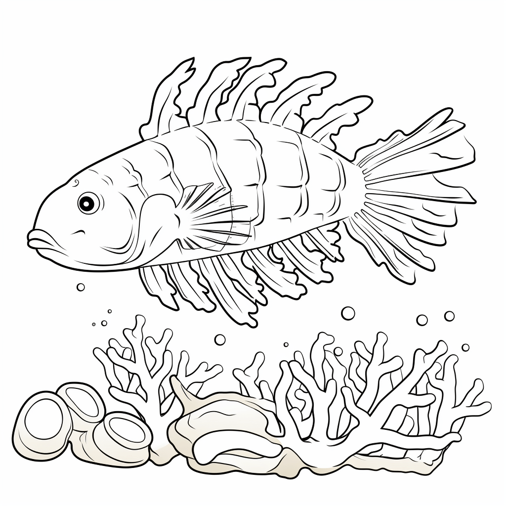 Seegurke umgeben von Fischen Ausmalbild und Malvorlage