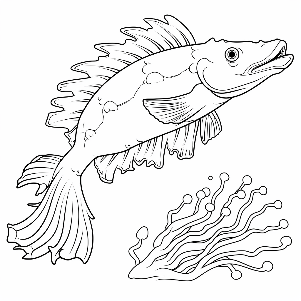 Seegurke und Fische im Meer Ausmalbild und Malvorlage