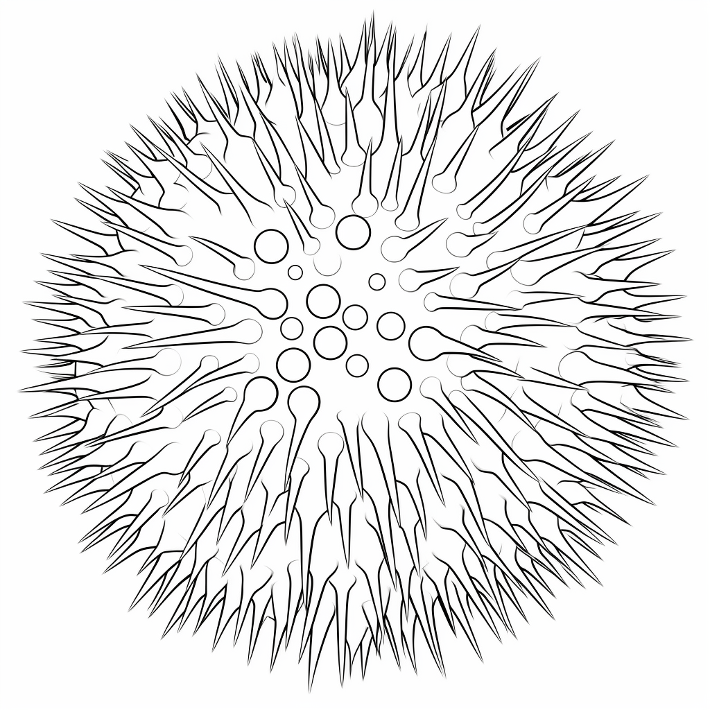 Seeigel mit dünnen Stacheln Ausmalbild und Malvorlage