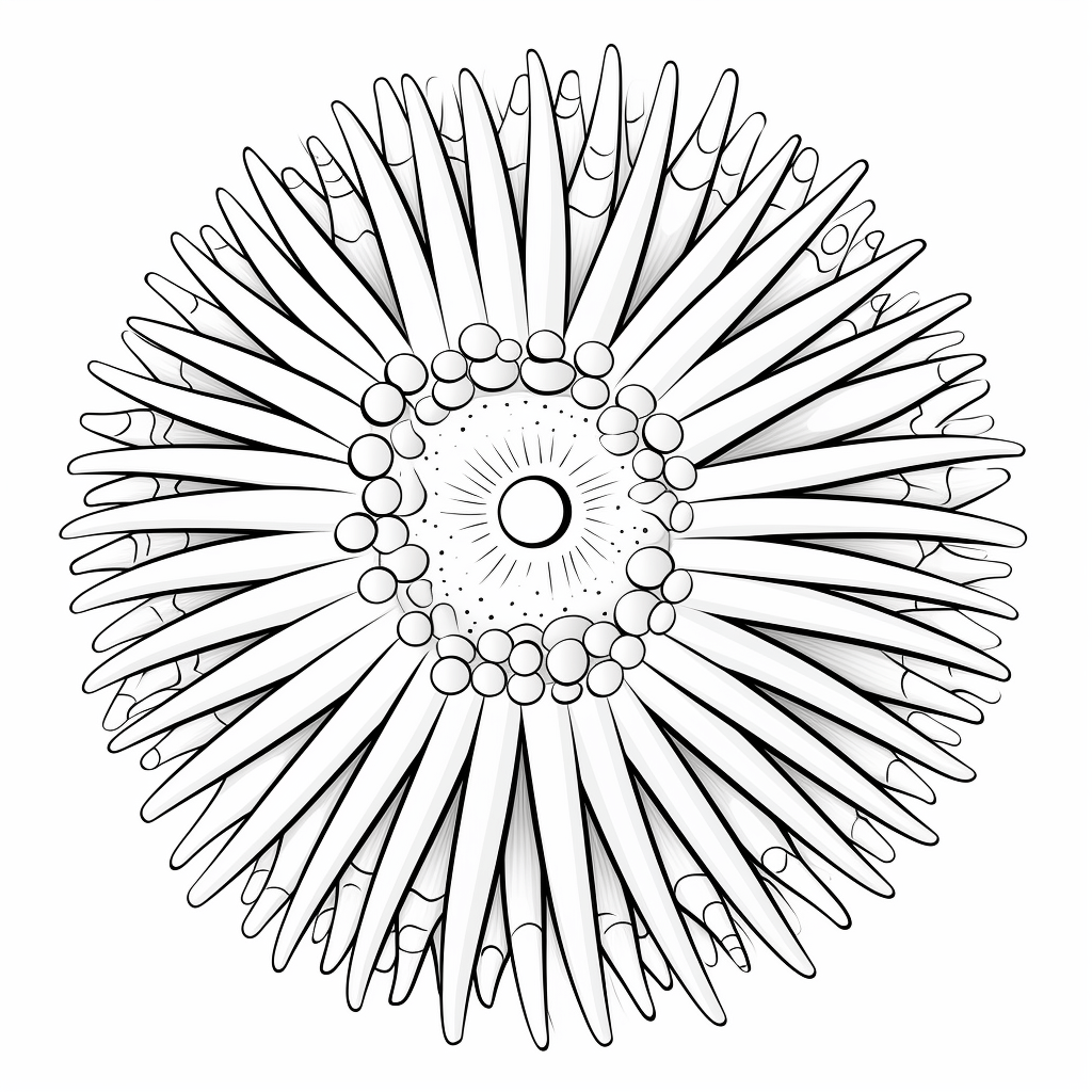 Seeigel mit langen Stacheln Ausmalbild und Malvorlage