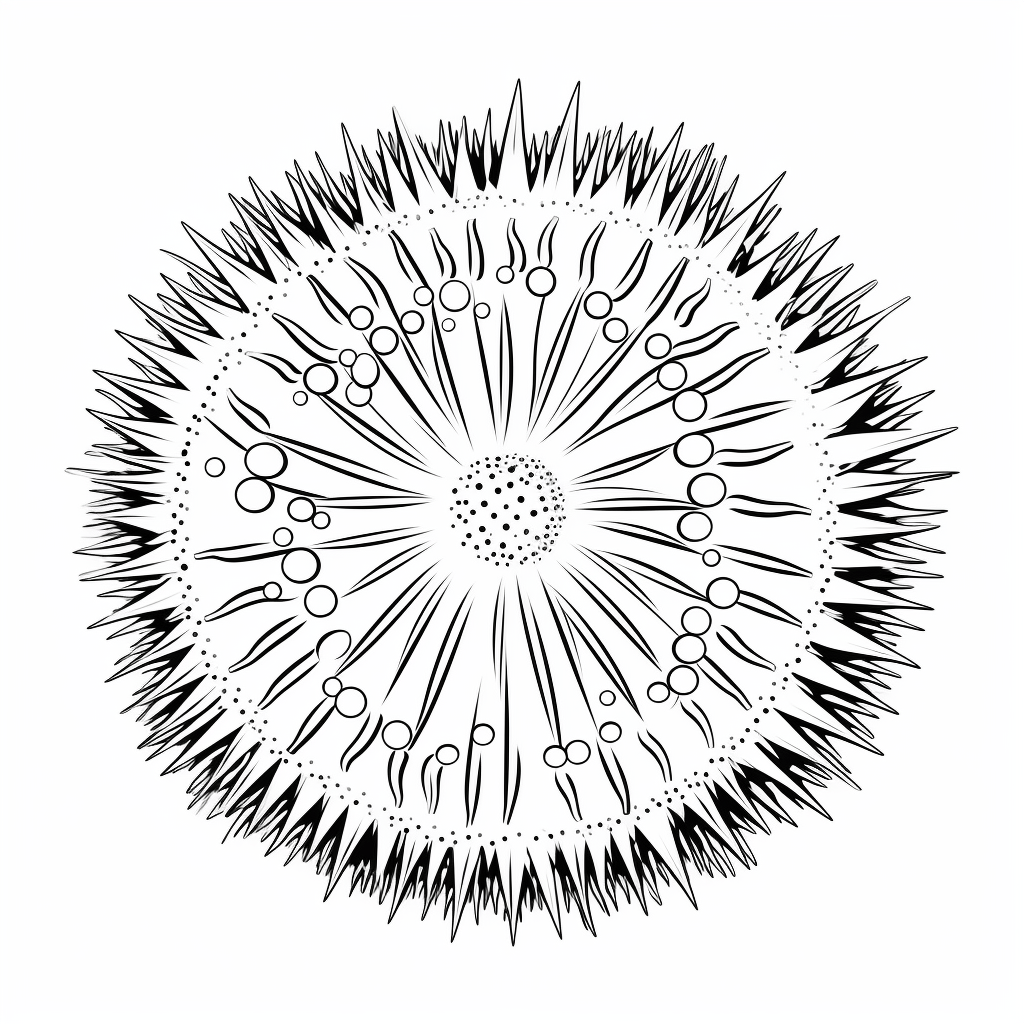 Seeigel mit stumpfen Stacheln Ausmalbild und Malvorlage