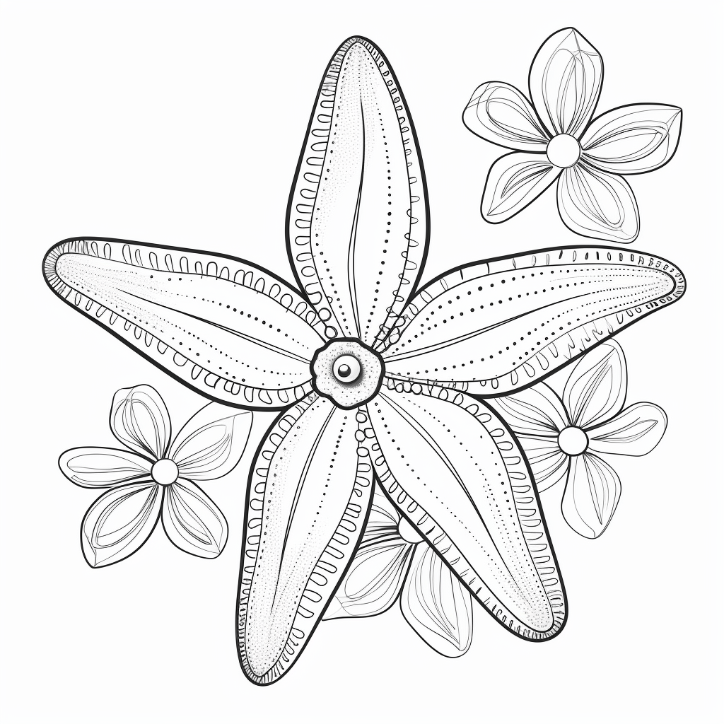 Seestern mit Blume Ausmalbild und Malvorlage