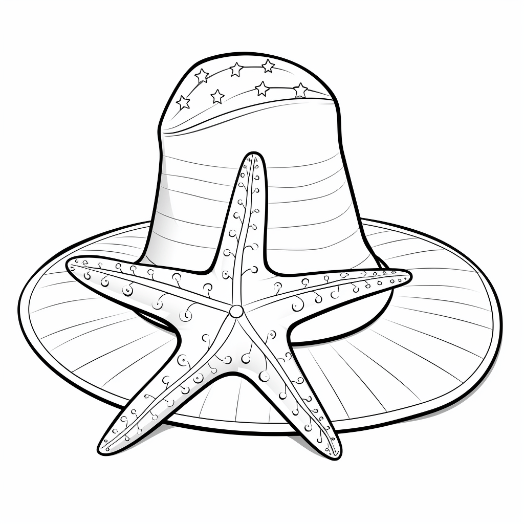 Seestern mit Hut Ausmalbild und Malvorlage