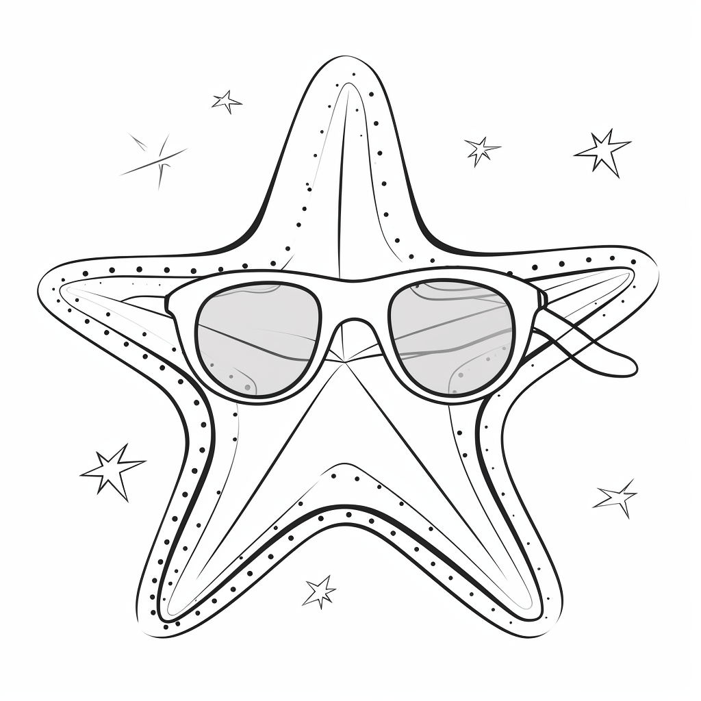 Seestern mit Sonnenbrille Ausmalbild und Malvorlage