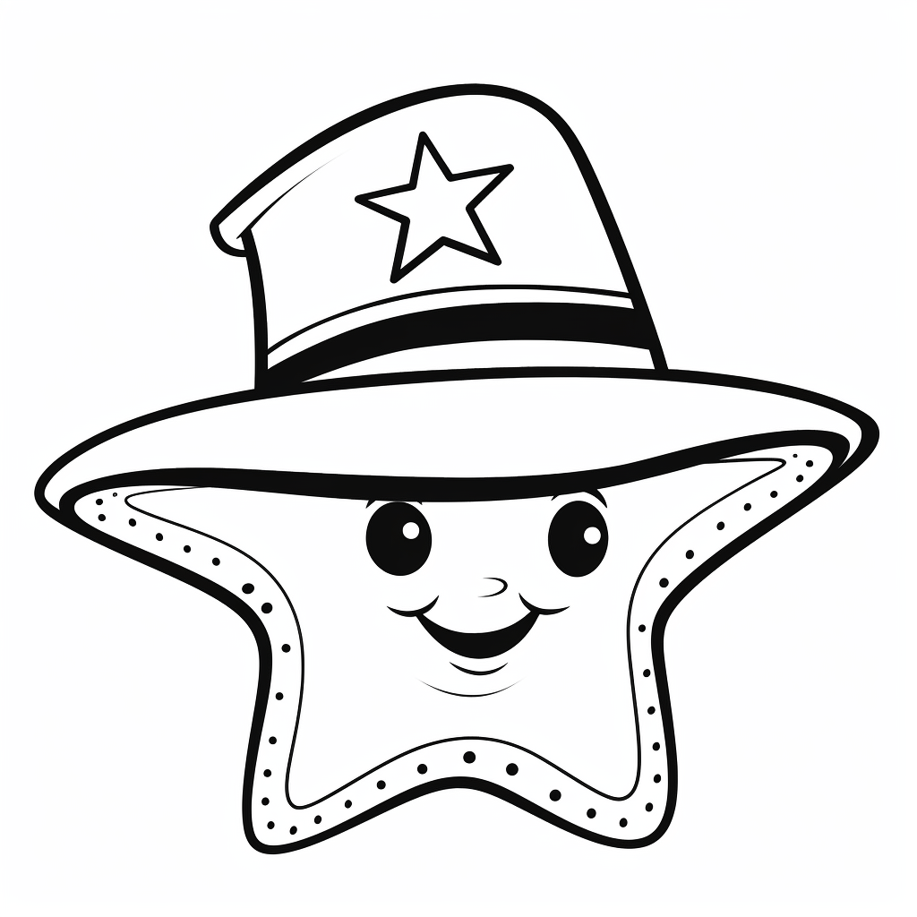 Seestern trägt einen Hut Ausmalbild und Malvorlage