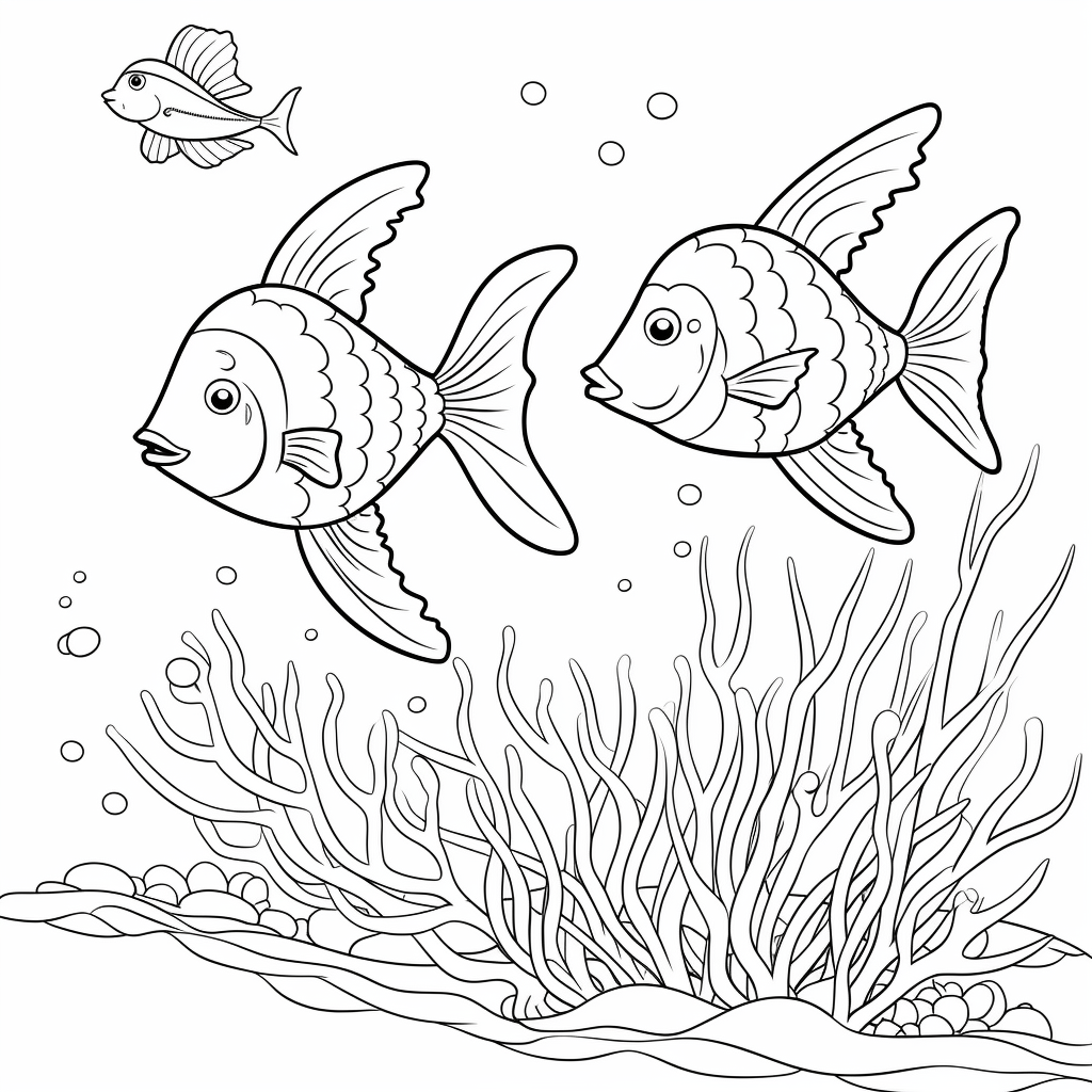 Seestern unterhält sich mit Fisch Ausmalbild und Malvorlage