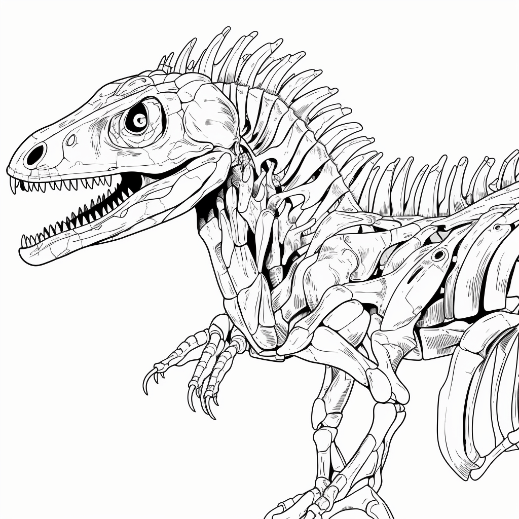 Skelett von einem Deinonychus im Museum Ausmalbild und Malvorlage