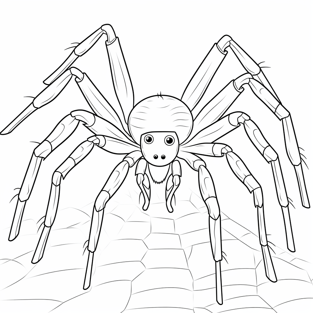 Spinne sitzt im Netz Ausmalbild und Malvorlage