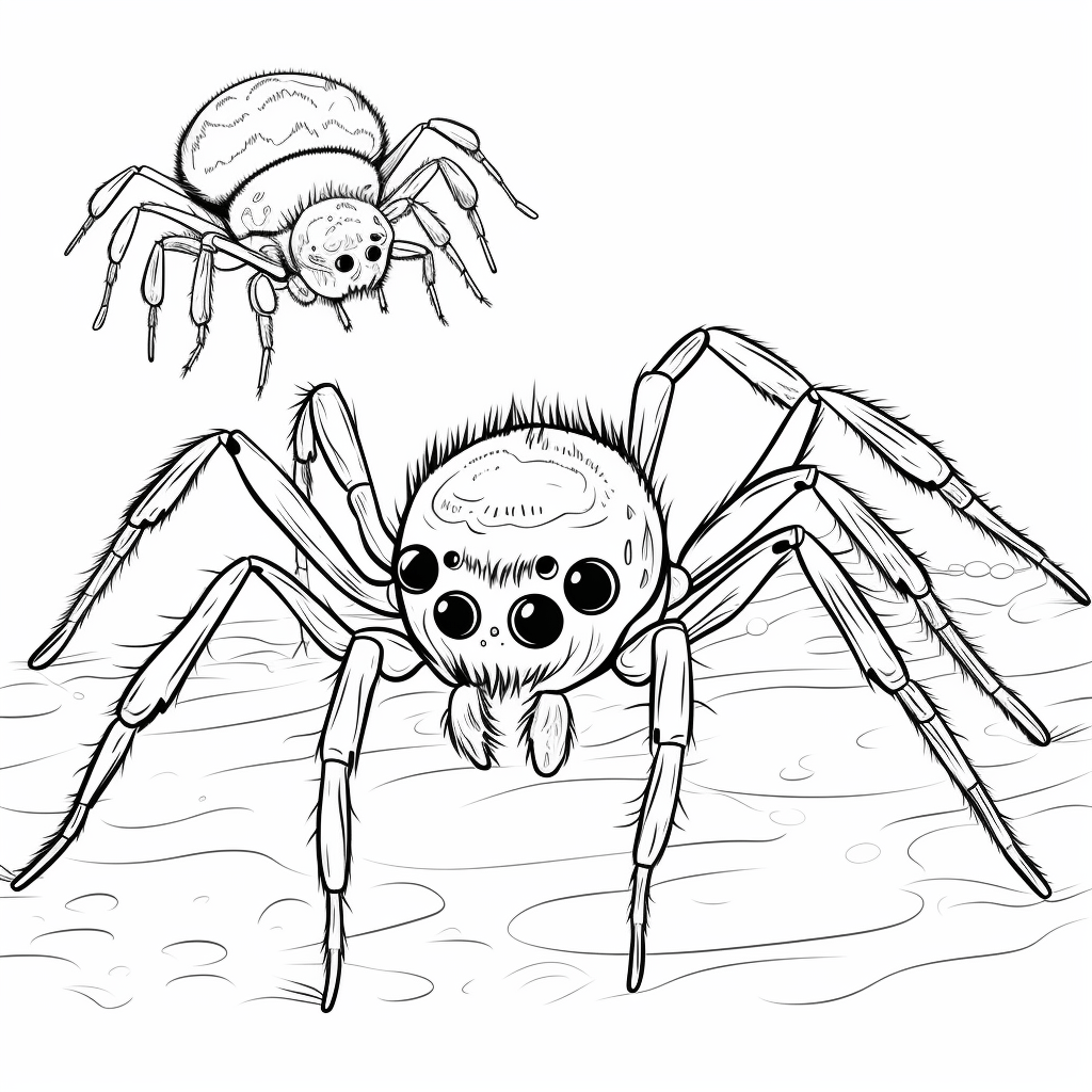 Springspinne verfolgt Fliege Ausmalbild und Malvorlage