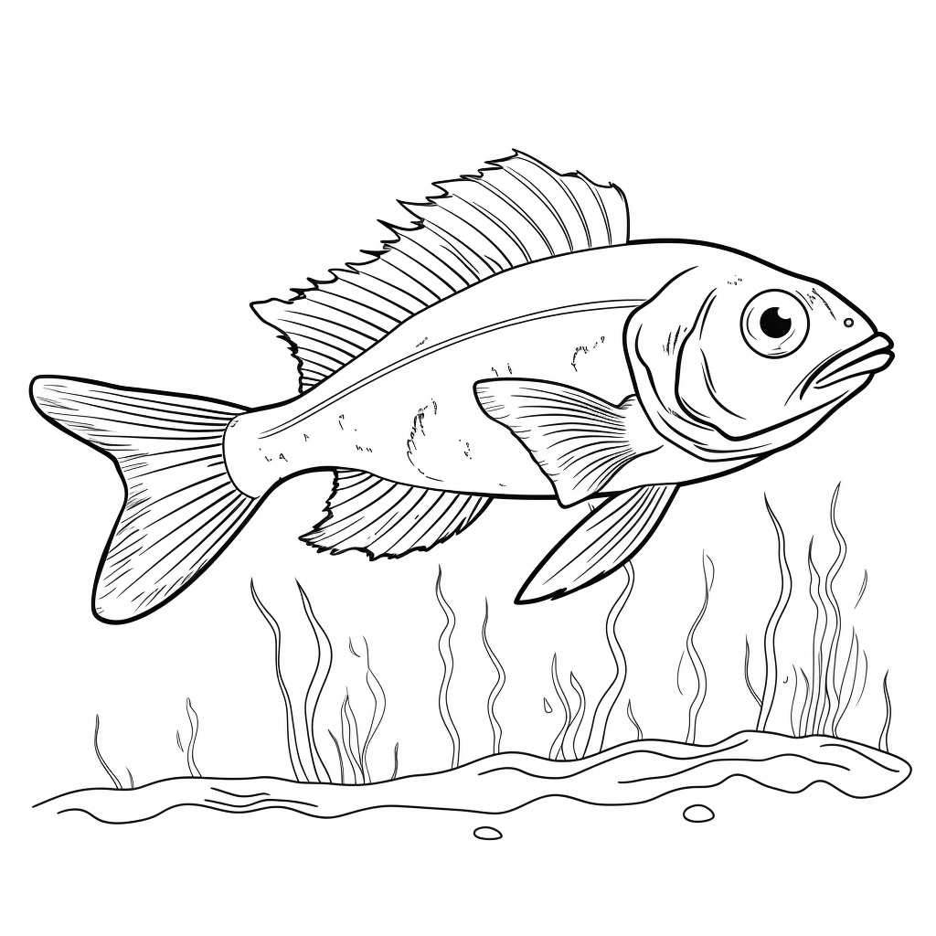 Stichling frisst Algen Ausmalbild und Malvorlage