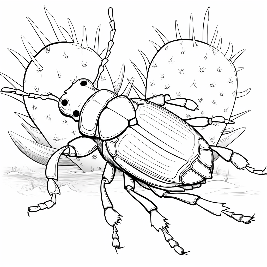 Stinkkäfer mit Kaktus Ausmalbild und Malvorlage