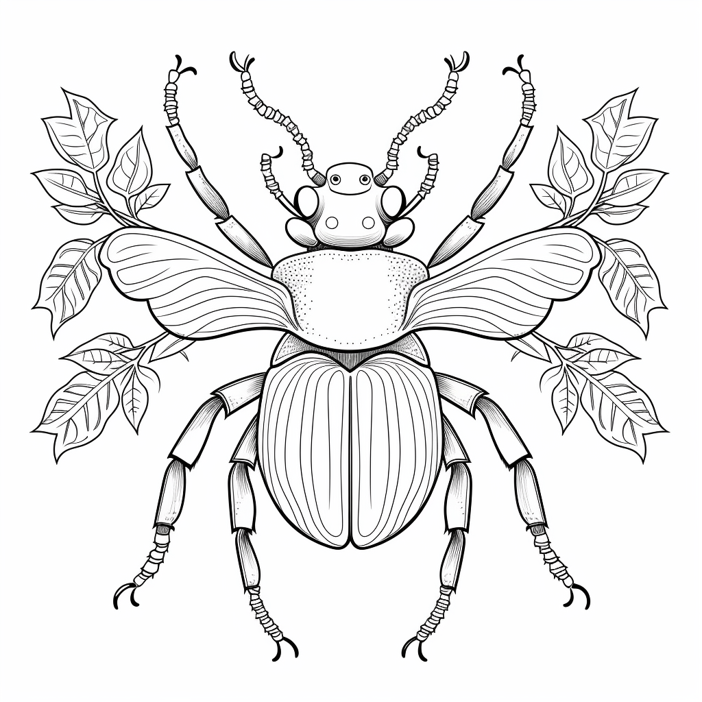 Suchender Hirschkäfer mit Kleeblatt Ausmalbild und Malvorlage