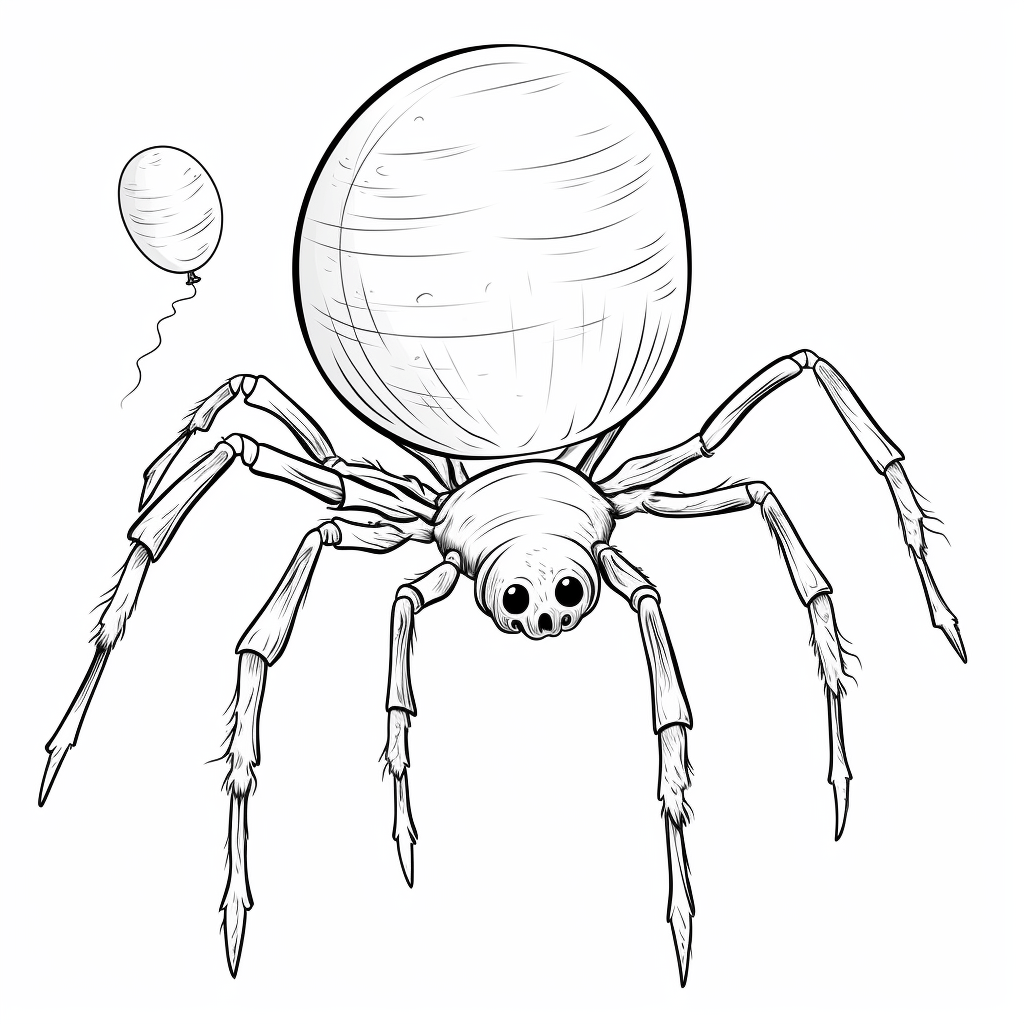 Tarantel mit Ballon Ausmalbild und Malvorlage