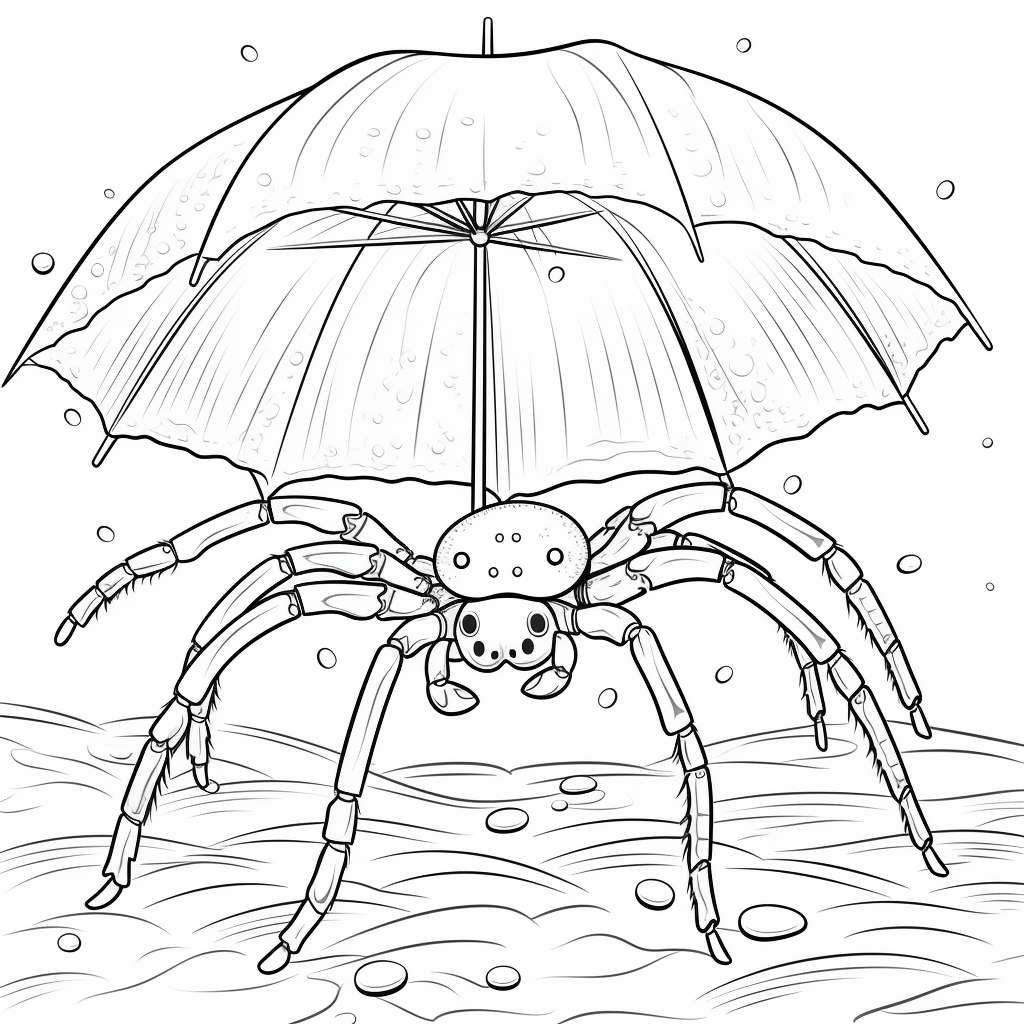 Tarantel mit Regenschirm Ausmalbild und Malvorlage