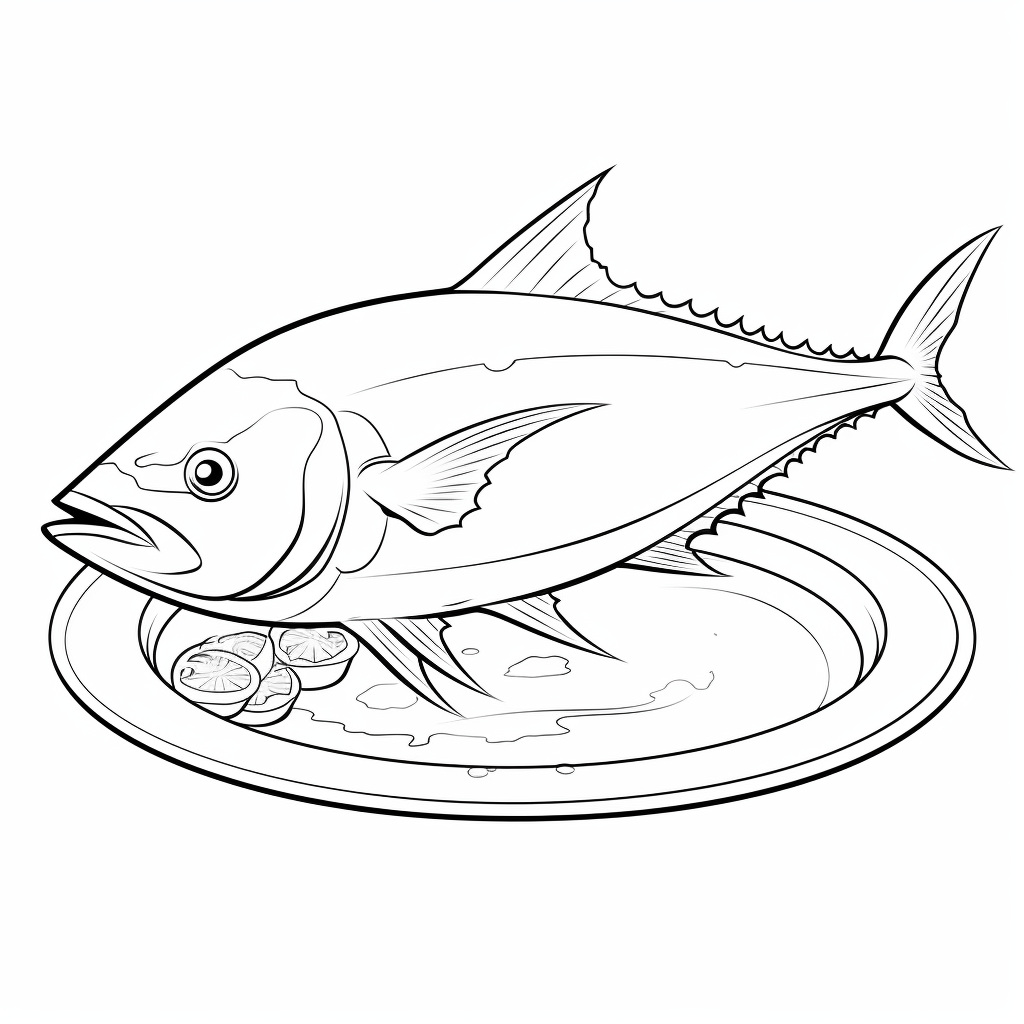 Thunfisch auf Teller Ausmalbild und Malvorlage