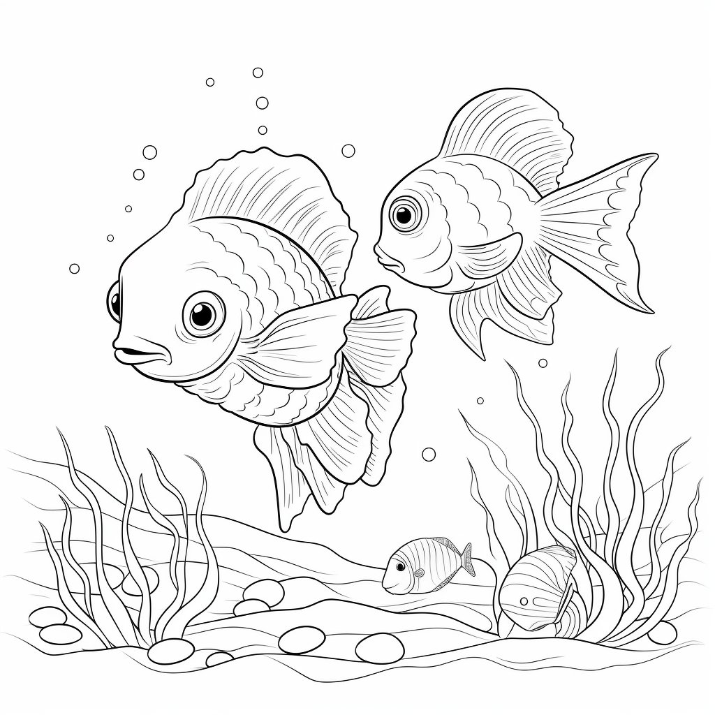 Tintenfisch und Fisch Ausmalbild und Malvorlage