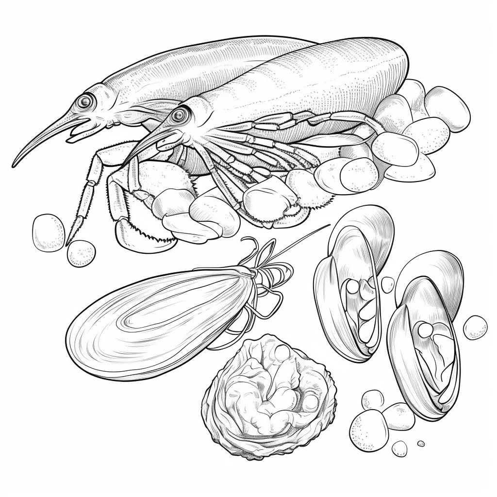 Tintenfisch und Muschel Ausmalbild und Malvorlage