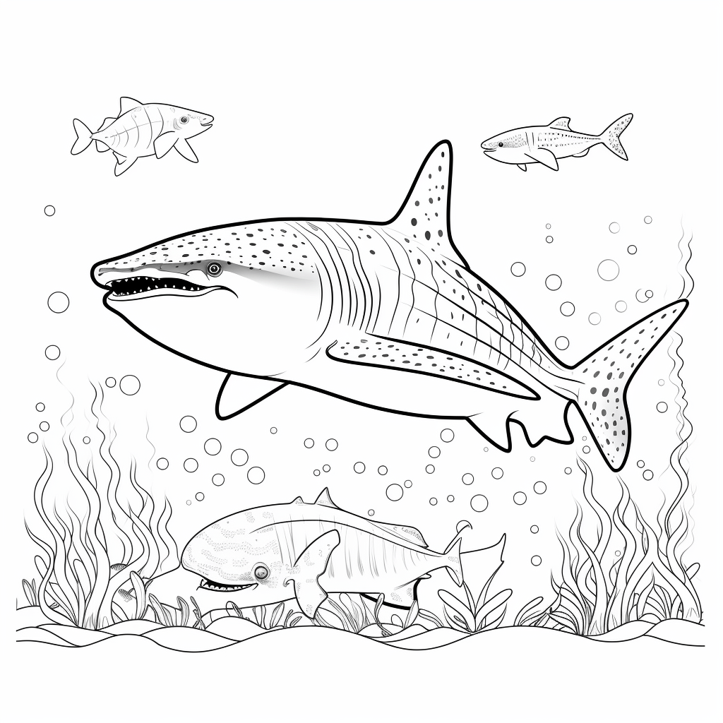 Walhai ist größer als Haifisch Ausmalbild und Malvorlage