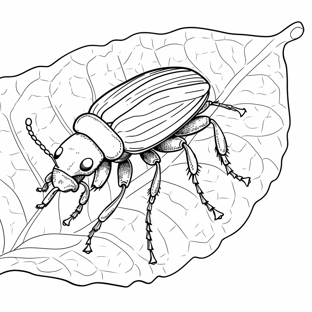 Wanze klettert auf Blatt Ausmalbild und Malvorlage