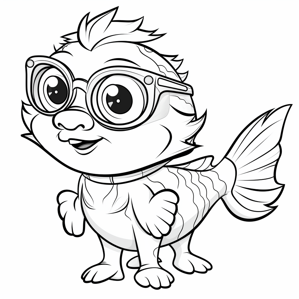 Wels braucht eine Brille zum Lesen Ausmalbild und Malvorlage