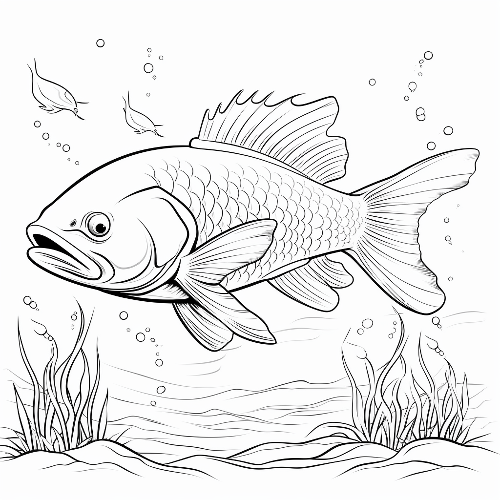 Wels hat lange Barteln Ausmalbild und Malvorlage