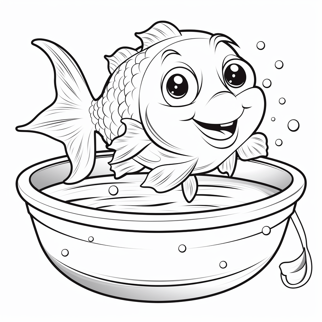 Wels ist fertig in der Pfanne Ausmalbild und Malvorlage