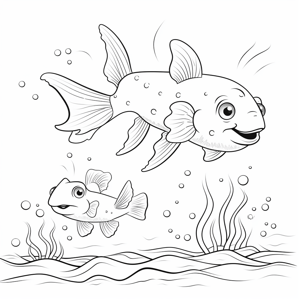 Wels und Seestern Ausmalbild und Malvorlage