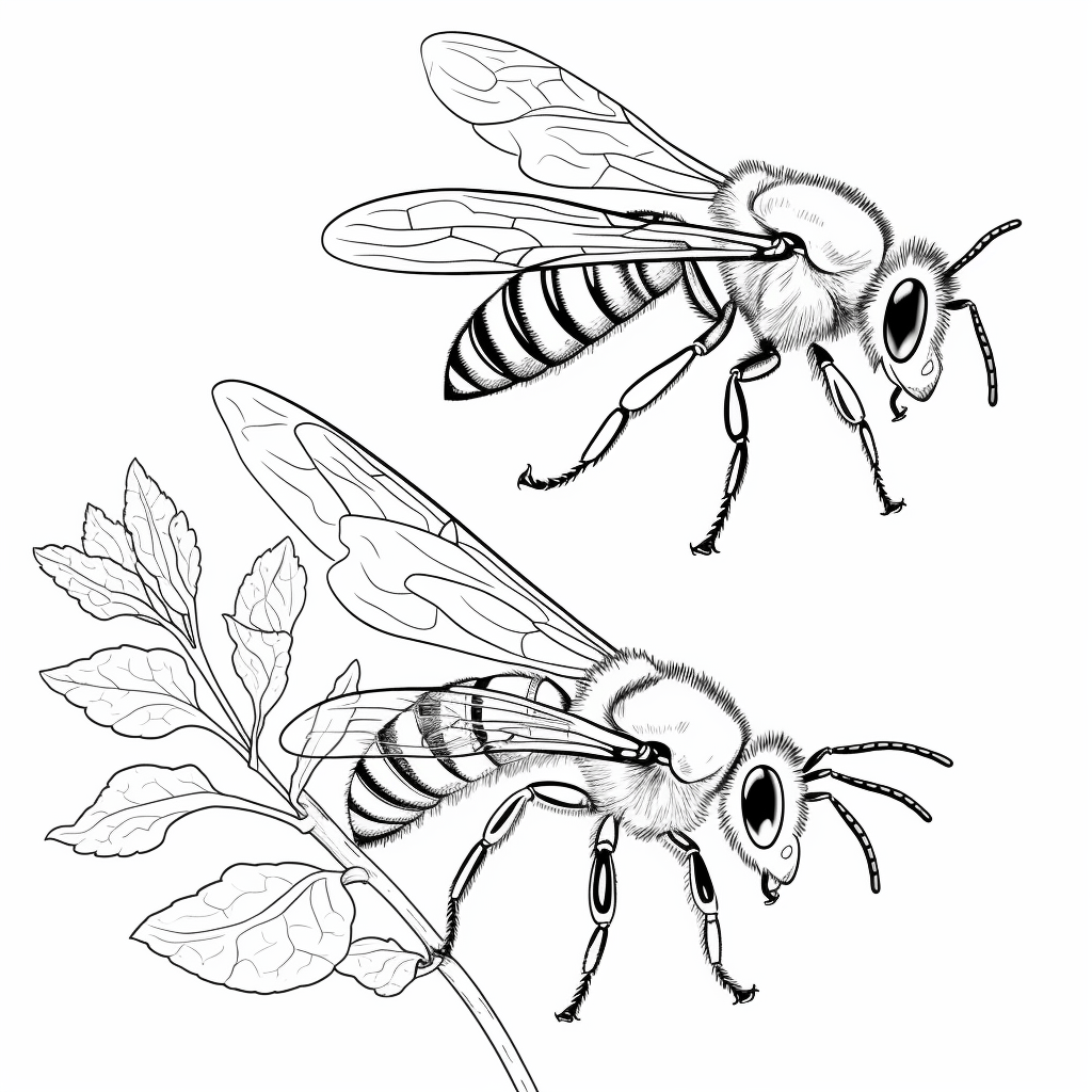 Wespe trifft Biene Ausmalbild und Malvorlage