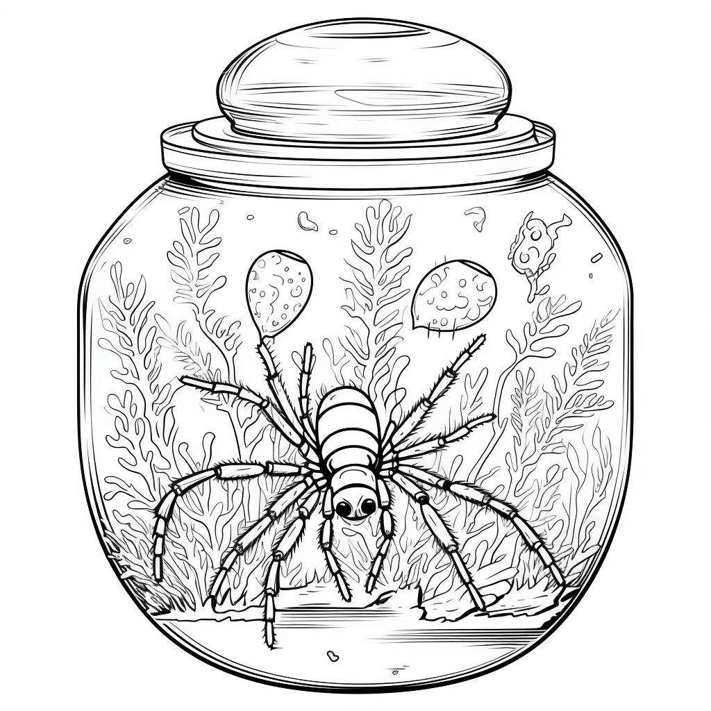 Zebraspinne im Terrarium Ausmalbild und Malvorlage
