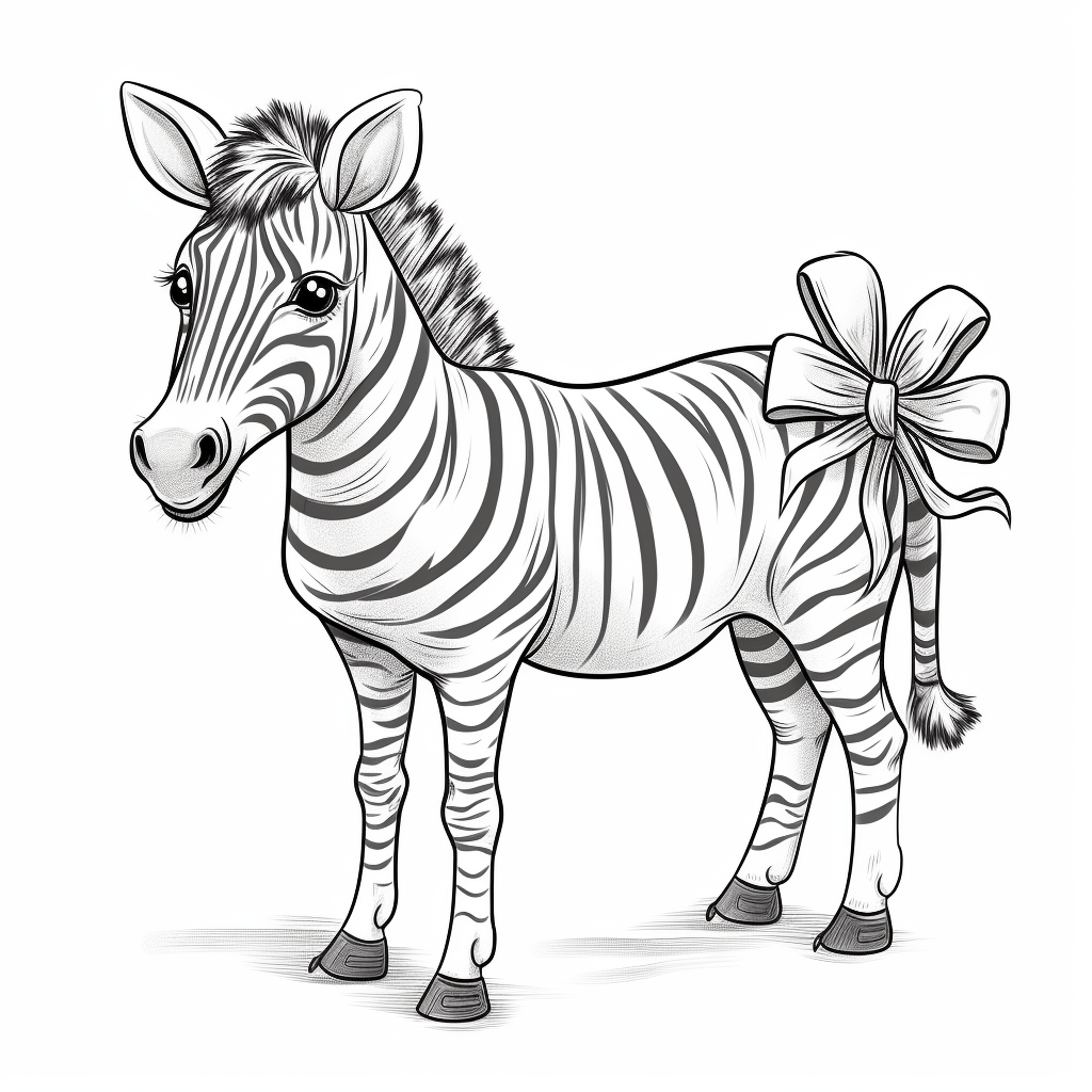 Zebraspinne spielt mit einer Schleife Ausmalbild und Malvorlage